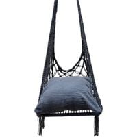 HAMAK AŻUROWY FOTEL WISZĄCY BOCIANIE GNIAZDO 60x60x115CM Z PODUSZKĄ CIEMNO SZARY