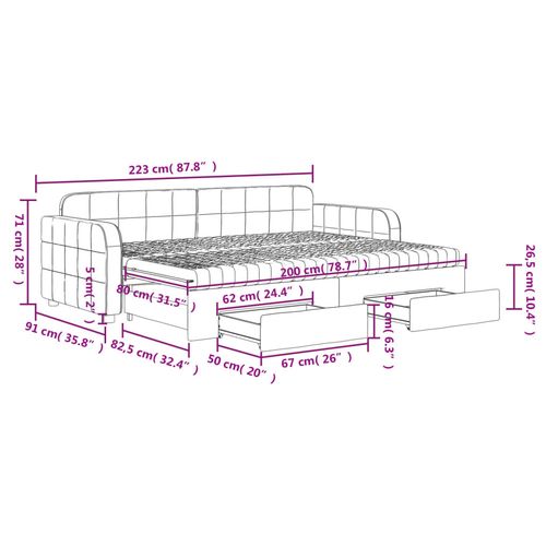 Sofa rozsuwana z szufladami, niebieska, 80x200 cm, aksamit na Arena.pl