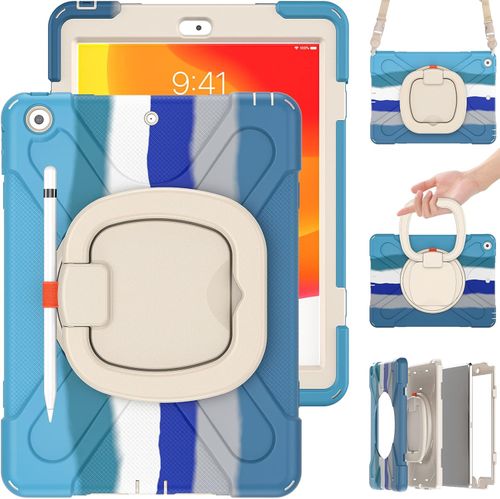 Etui do iPad 9/8/7 10.2" z Podstawką i Paskiem na Ramię Niebieskie na Arena.pl