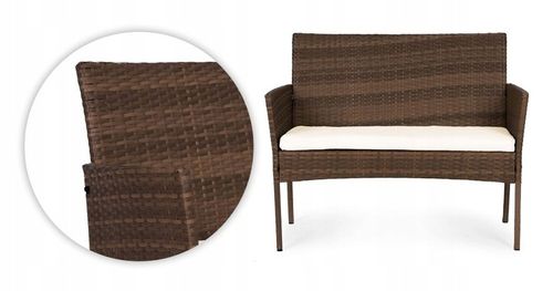 ZESTAW MEBLI OGRODOWYCH Z TECHNORATTANU ŁAWKA STÓŁ KRZESŁA BRĄZ MultiGarden na Arena.pl