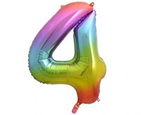 BALON FOLIOWY CYFRA 4 TĘCZOWA 85 CM GODAN