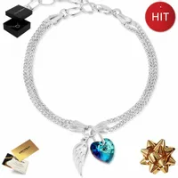 SREBRNA BRANSOLETKA DAMSKA 925 ŁAŃCUSZEK SERCE SKRZYDŁA DLA KOBIETY