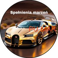 Opłatek na tort Urodziny 18 30 40 Bugatti Auto Samochód Logo Tekst Gratis
