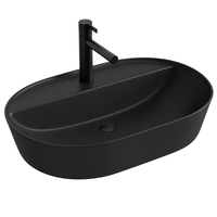 Umywalka nablatowa owalna 60 cm – ceramiczna, czarna
