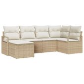 Zestaw Sof na Ogród z poduszką 6 pcs Beżowy i kremowy