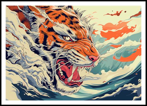 Plakat 100x70cm Tygrys Na Fali na Arena.pl