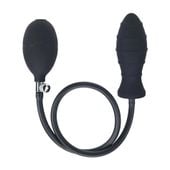 ribbed inflatable silicone anal plug - black