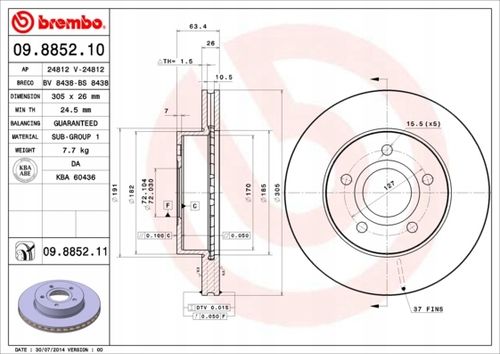 TARCZA HAM PRZOD 305X26 V BREMBO na Arena.pl