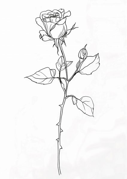 Plakat 21x29,7cm Kontur Róży zdjęcie 1