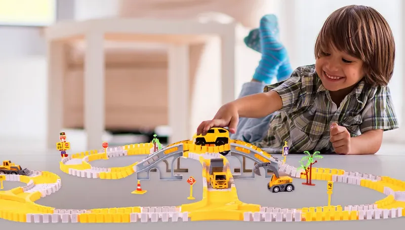 Kolejka Tor Samochodowy Auta Budowlane 255 elementów zdjęcie 11