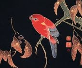 Plakat 60x50cm Red Parrot, Jakuchu Japoński Vintage do Salonu
