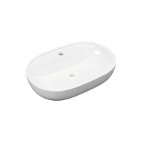 Jima umywalka nablatowa 61x41 cm owalna z otworem na baterię, biały połysk