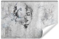 Fototapeta Do Salonu KOBIETA Portret Beton Kwiaty Abstrakcja 90cm x 60cm
