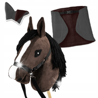 Zestaw Skippi - Hobby Horse Gniady - Derka i nauszniki - szary i brąz