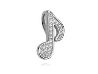 Delikatny rodowany srebrny wisiorek nuta nutka cyrkonia cyrkonie srebro 925 Z1038C