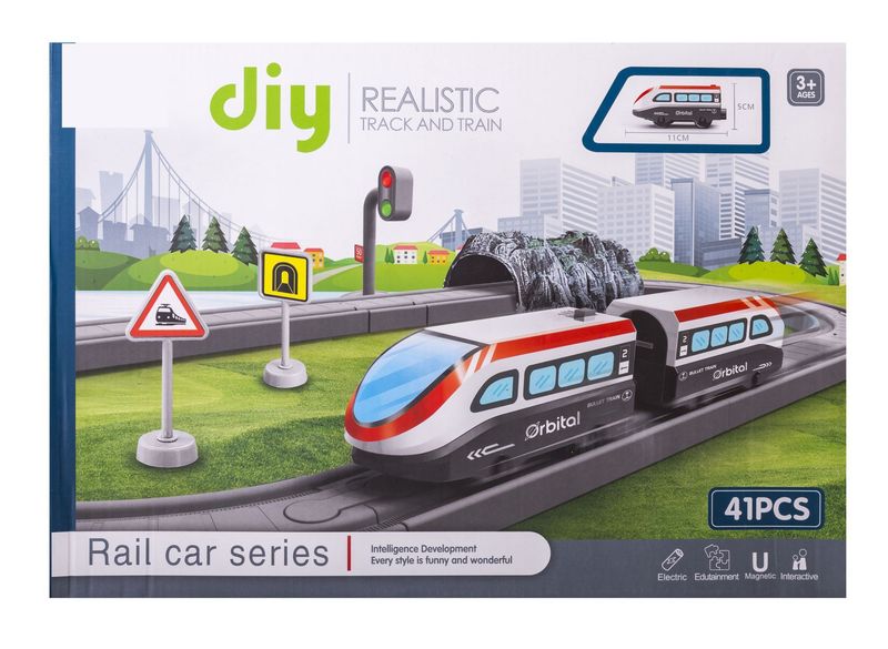 Kolejka dla dzieci z wagonikiem, zestaw 41 elementów zdjęcie 3