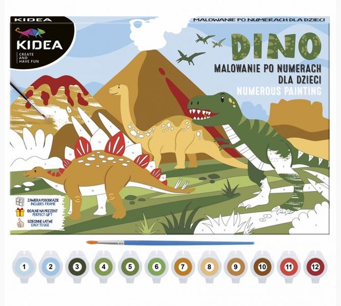OBRAZ MALOWANIE PO NUMERACH DINOZAURY KIDEA zdjęcie 1