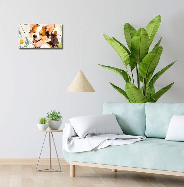 Obraz 40x20cm Beztroski Corgi zdjęcie 2