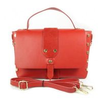 Kuferek listonoszka A5 złote dżety + zamsz czerwony Vera Pelle VPK789R