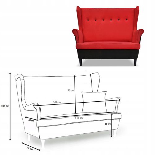 Zestaw wypoczynkowy ARI DUO sofa fotele  czarno - czerwony na Arena.pl