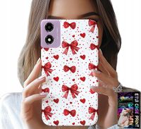 ETUI DO MOTOROLA MOTO E14 - CZERWONE WSTĄŻKI WSTĄŻKA MODNE WZORY