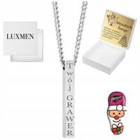 Srebrny naszyjnik Męski z Grawerem Łańcuszek Pancerka Stal GRAWER GRATIS