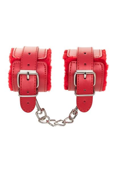 anonymo handcuffs, pu leather, red, 27 cm zdjęcie 4