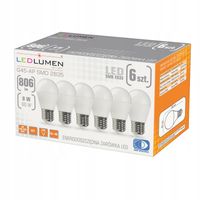 Zestaw 6x Żarówka LED E27 8W=60W 806lm 160° Nie Mruga Premium Ciepła