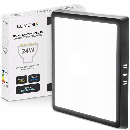 PANEL plafon sufitowy LED NATYNKOWY KWADRAT 24W 2160lm Nie mruga CCD CZARNY na Arena.pl