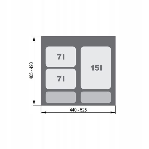 KOSZE NA ŚMIECI + NAKLEJKI REJS PRAKTIKO DO 600mm POTRÓJNY - 1X15L / na Arena.pl