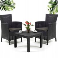 Meble Ogrodowe Krzesła 2szt+ Stół Zestaw Balkonowy Do Ogrodu GRAFIT ROSARIO