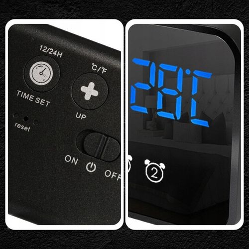 BUDZIK ELEKTRONICZNY ZEGAR LED CYFROWY STOJĄCY TERMOMETR ALARM DATA + USB na Arena.pl