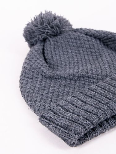 Czapka zimowa dziecięca wywinięta z pomponem ciemnoszara 54-56 YOCLUB na Arena.pl