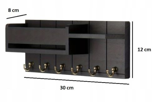 DREWNIANY WIESZAK ŚCIENNY NA UBRANIA KLUCZE DO PRZEDPOKOJU PÓŁKA na Arena.pl