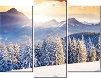 60 90CM OBRAZ 3 ELEM ZIMA GÓRACH ŚCIENNY DRUK PŁÓTNO