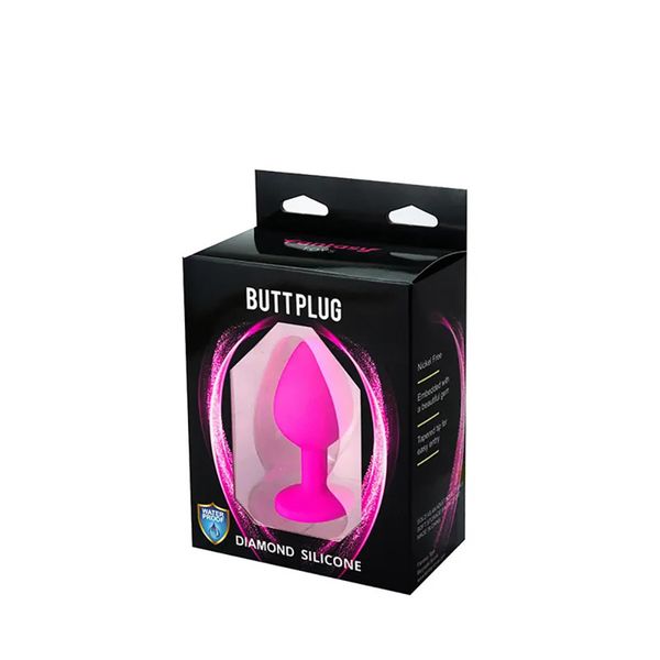 Pink Medium Butt Plug With White Crystal zdjęcie 3