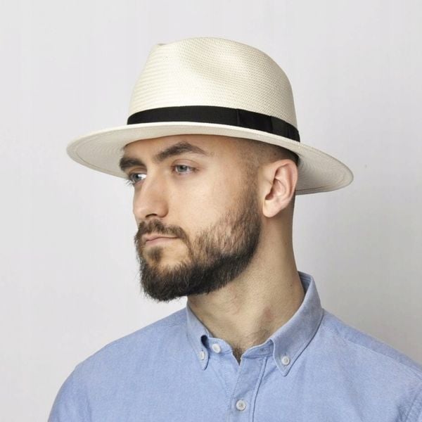 Kapelusz panama męski fedora PEDRO krem 59 zdjęcie 1