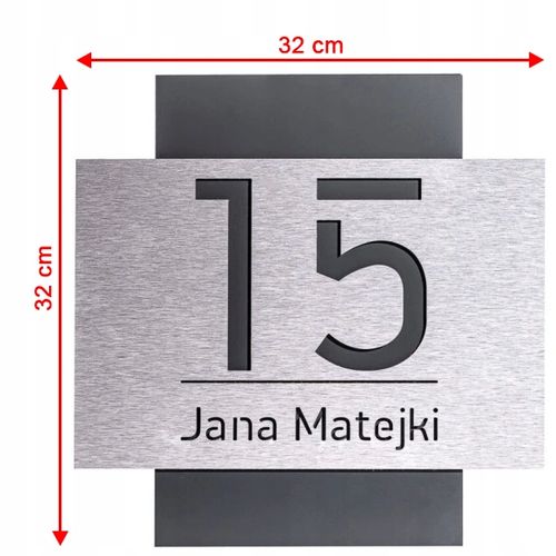 NOWOCZESNA TABLICZKA ADRESOWA Z NUMEREM DOMU ALUMINIUM 32x32cm NUMER NA DOM na Arena.pl