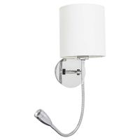 Kinkiet LAMPA ścienna LARKIN 6529 Rabalux abażurowa OPRAWA z peszlem LED 3W 2800K do czytania chrom biała halva