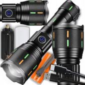 MOCNA LATARKA TAKTYCZNA LED XHP90 ZOOM WOJSKOWA SZPERACZ AKUMULATOROWA USB