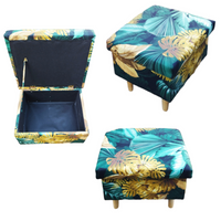 Pufa otwierana w liście, podnóżek do fotela w liście