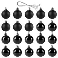 20x Bombki Choinkowe Świąteczne Nietłukące Czarne Zestaw Bombek na Choinkę