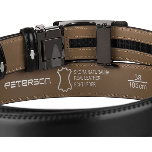 pasek męski z automatyczną klamrą wykonany ze skóry naturalnej w czarnym na Arena.pl