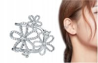 Kolczyk Nausznica Kwiaty Kolczyk Srebro 925