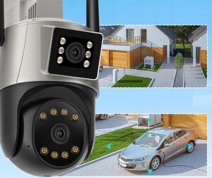 PODWÓJNA KAMERA WIFI IP SMART ZEWNĘTRZNA OBROTOWA 2x 3MPx DETEKCJA 6MPx 6MP zdjęcie 4