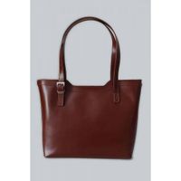 Włoska skórzana torebka na ramię Vera Pelle ,,format A4, Brązowa V19M