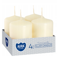 Świece pieńkowe wotywna BISPOL Aura sw40/60-011 ECRU 4szt. Wys. 6 cm Czas~7