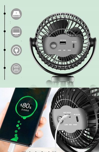 WENTYLATOR PRZENOŚNY WIATRAK BIURKOWY 5200mAh Z ELASTYCZNYM STATYWEM zdjęcie 10