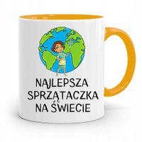 Dla Sprzątaczki Kubek Żółty Na Prezent Urodziny Z Nadrukiem Ze Zdjęciem