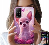 ETUI DO OPPO RENO 5Z / A94 5G - SŁODKA CHIHUAHUA NA RÓŻOWYM TLE KWIATAMI